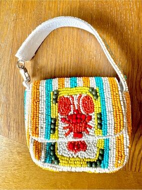 🦞 Lobster Breaded Mini Clip Bag MADE IN INDIA beaded LOBSTER HEARTS FISH - Purse
